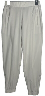 Stretchtech Cream Joggers Zip Pockets Ankle Zips Size S